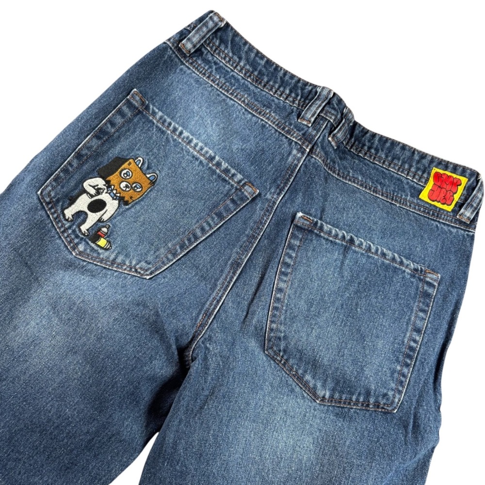 Empyre Loose Fit Jeans Mens 30 Blue Embroidered Graphic Denim Streetwear Y2K